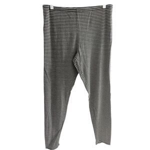 Eileen Fisher Womens Size Large Striped Leggings Pants Black Grey Pull On